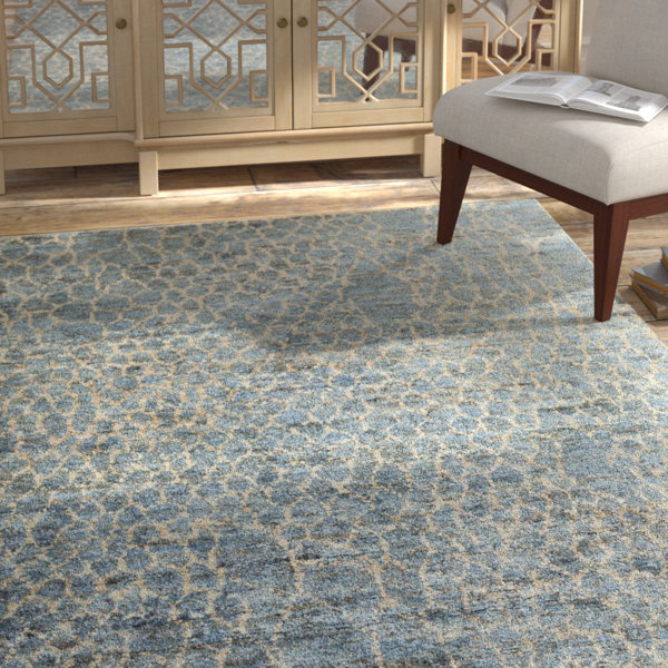 17 Stories Handmade HandKnotted Jute/Sisal Sky Blue/Cream Rug Wayfair